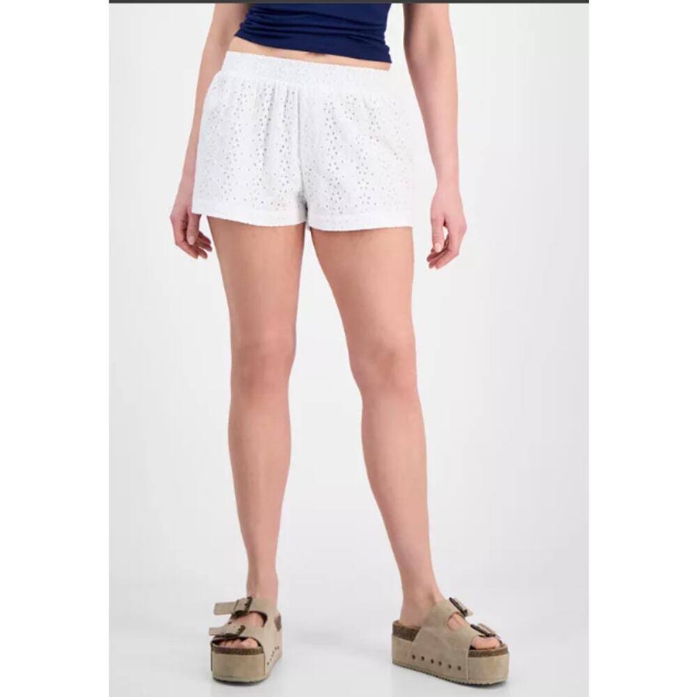 Planet Heart Juniors' Cotton Eyelet Boxer Shorts  White XL